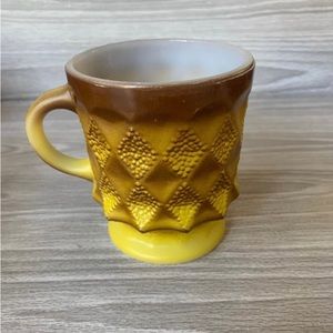Fire king anchor vintage Kimberly coffee cup mug yellow brown mid century modern